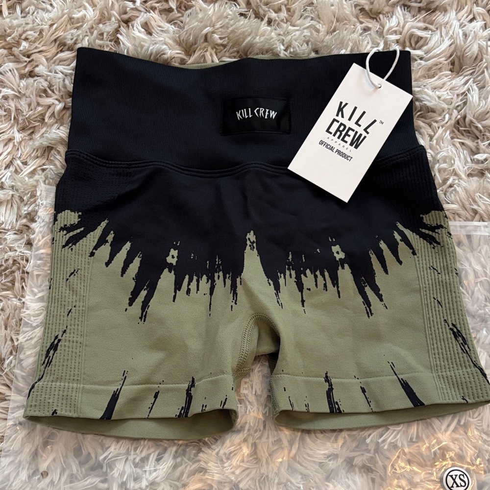 Kill Crew Women's Black and Olive Bike Shorts